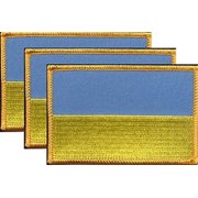 Pack of 3 Country Flag Patches 3.50" x 2.25", Three International Embroidered Iron On or Sew On Flag Patch Emblems Ukraine