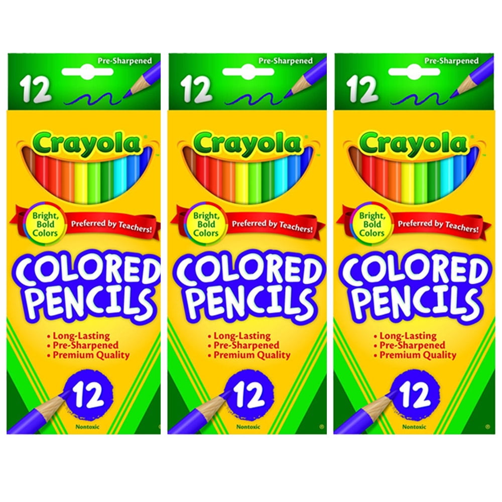 Pack of (3) Crayola, Colored Pencils, 12 Nontoxic pencils
