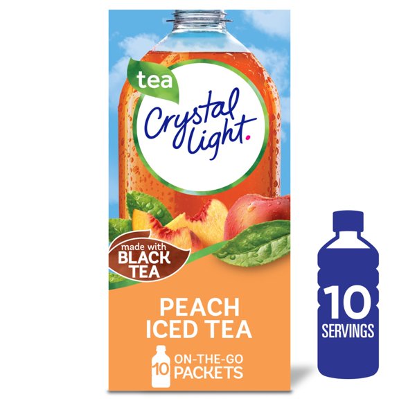 Pack of 3 Crystal Light Zero Sugar Peach Iced Tea Drink Mix Packets, 10 Packets (packaging may vary)