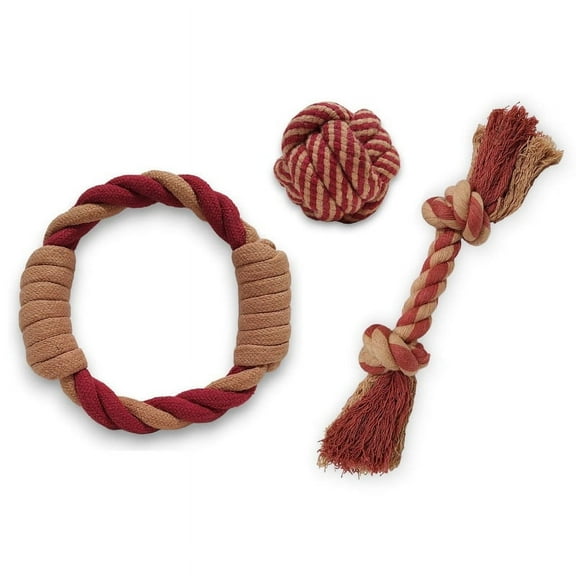 Pack of 3 Durable Multipack Rope Toys for Dogs All-Natural Tug Tough Chew Teething Interactive Play