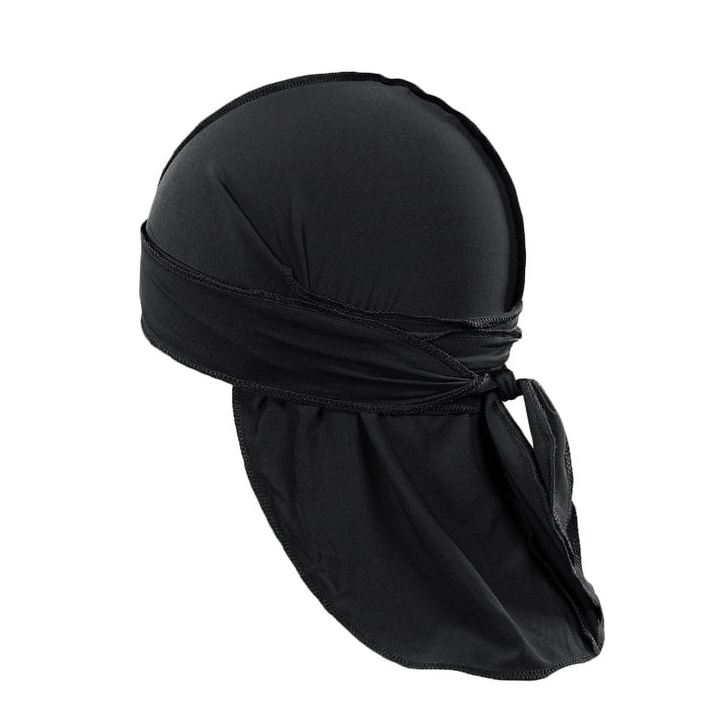 Premium Silky 360 Wave Builder Durag for Men- Extra Long Ties - Unisex -  Wide Strap - Durags for Men Waves- Fashion - Black