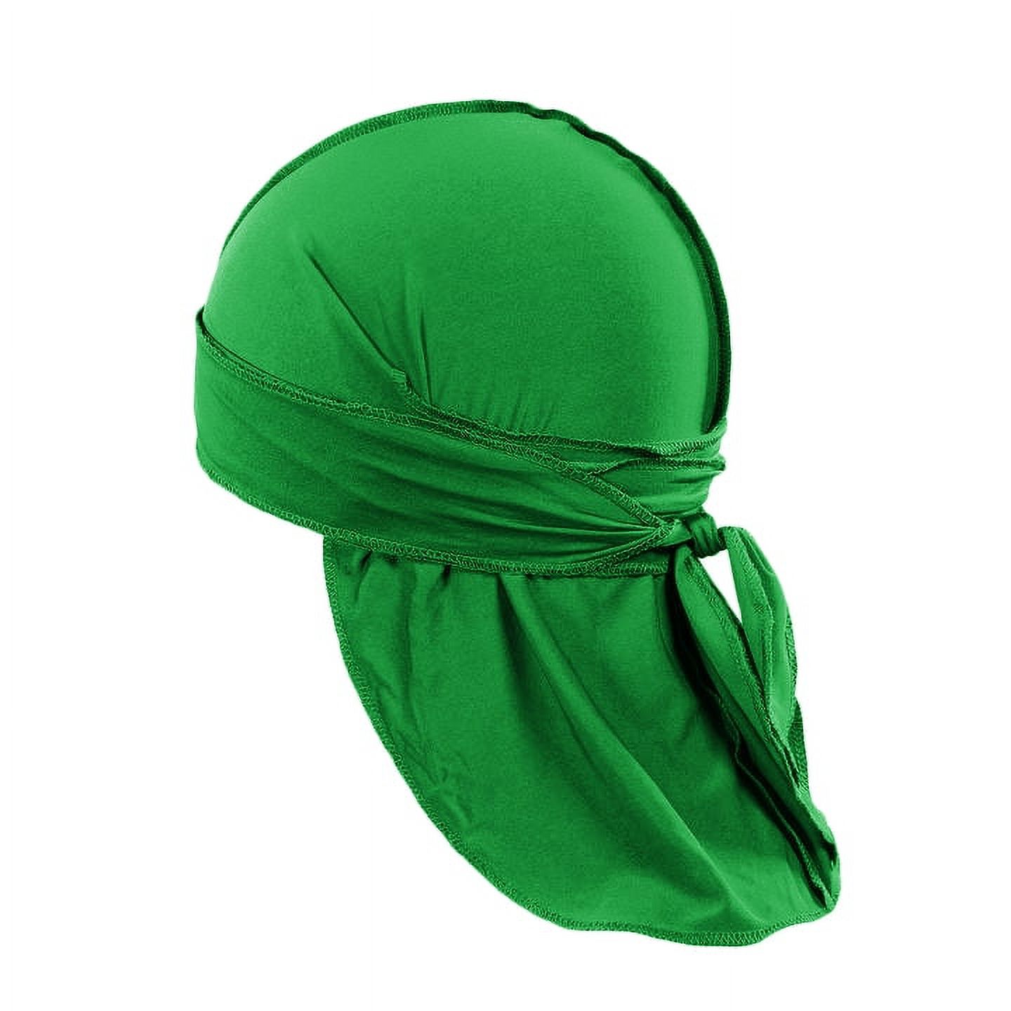 Pack of 3 Durags Headwrap for Men Waves Headscarf Bandana Doo Rag Tail (Green) - image 1 of 4