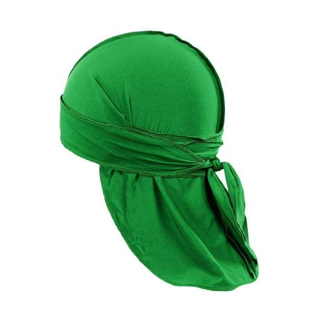 Pack of 3 Durags Headwrap for Men Waves Headscarf Bandana Doo Rag Tail (Green)