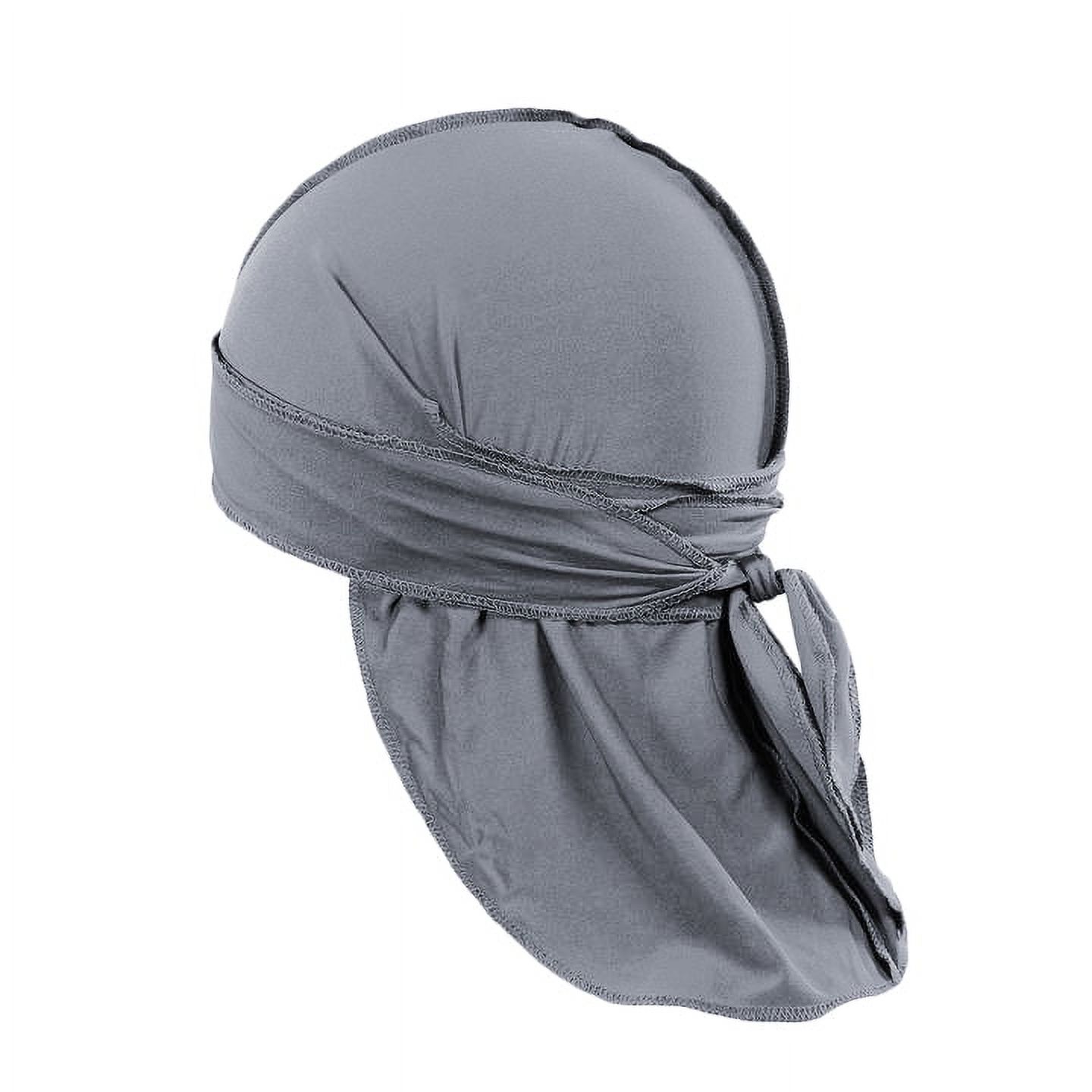 Pack of 3 Durags Headwrap for Men Waves Headscarf Bandana Doo Rag Tail (Grey) - image 1 of 4