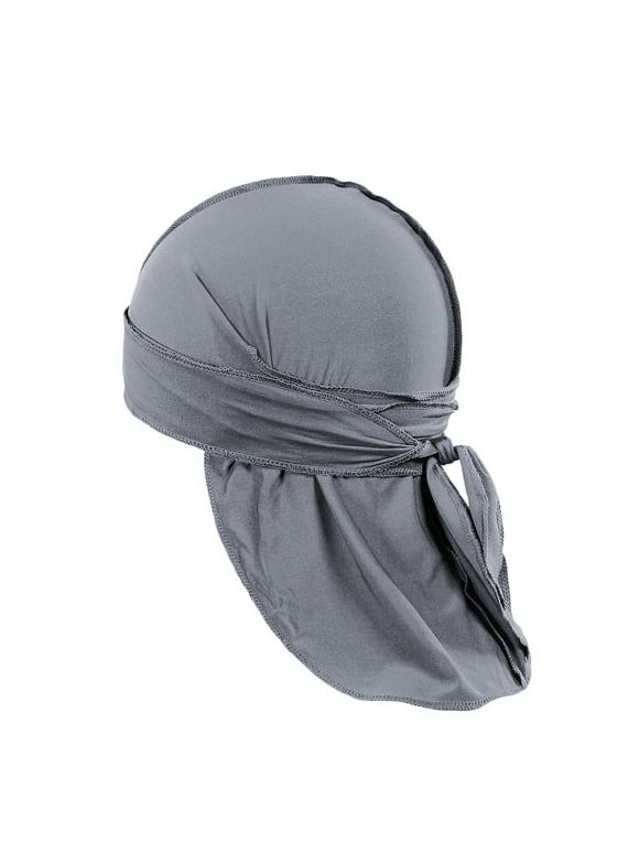 Pack of 3 Durags Headwrap for Men Waves Headscarf Bandana Doo Rag Tail (Grey)
