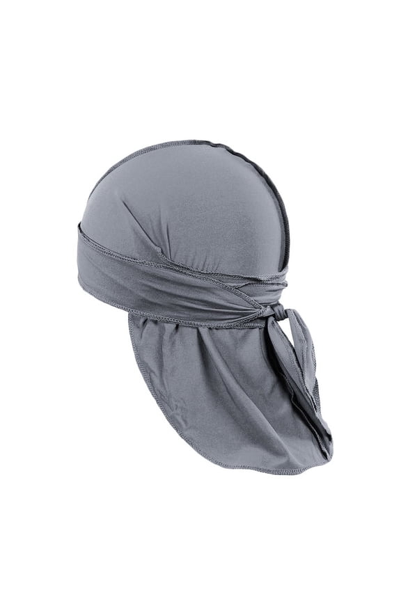 Pack of 3 Durags Headwrap for Men Waves Headscarf Bandana Doo Rag Tail (Grey)
