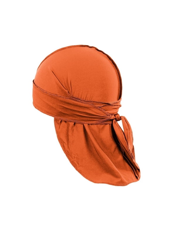 Pack of 3 Durags Headwrap for Men Waves Headscarf Bandana Doo Rag Tail (Orange)