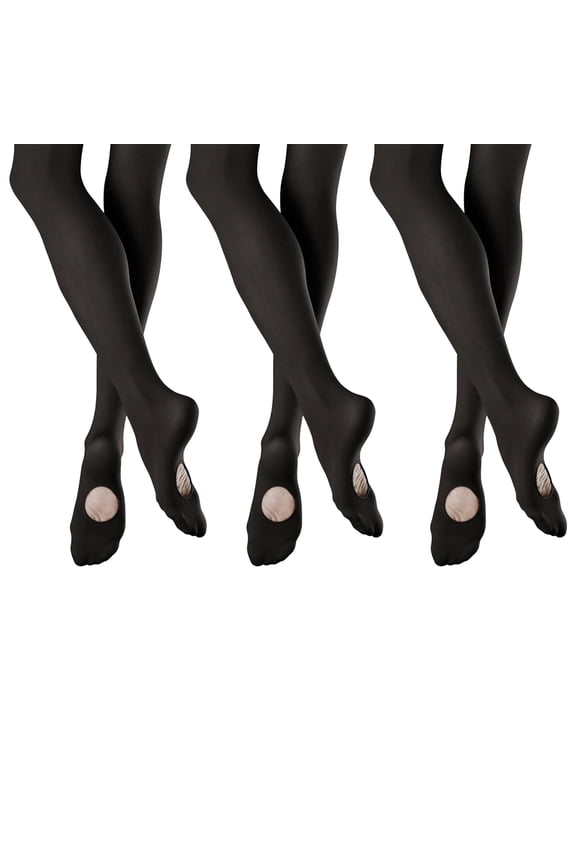 FR DUVAL by Sansha Youth Convertible Dance Tights Convertible 2 - 3-Pack Medium Tan, Nylon/Spandex, 60 Denier for Practice & Performance