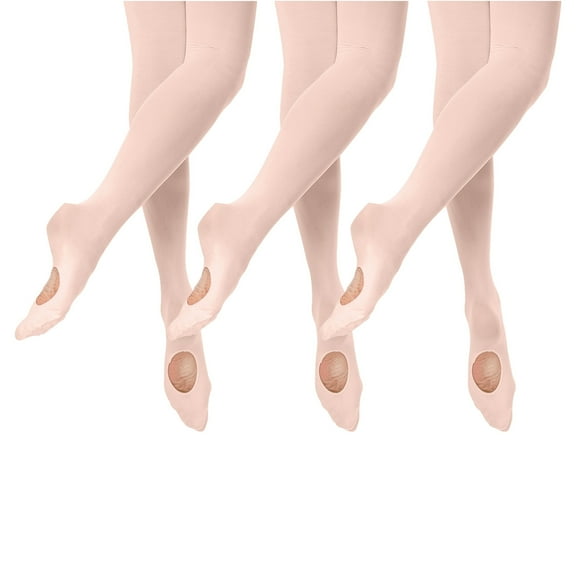 FR DUVAL by Sansha Youth Convertible Dance Tights Convertible 2 - 3-Pack Medium Tan, Nylon/Spandex, 60 Denier for Practice & Performance