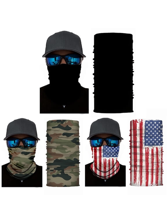 Pack of 3 Face Covering Neck Gaiter Elastic and Microfiber Breathable Tube Neck