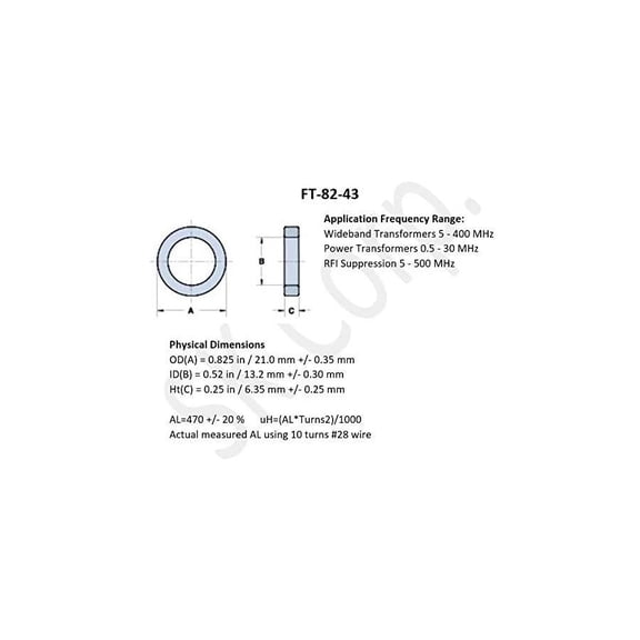 Pack of 3 Ferrite Toroid Core FT-82-43