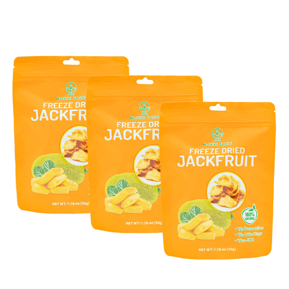 NOKKI FARM Freeze Dried Jackfruit Crisps - Healthy & Exotic Tropical Superfood Snacks, No Added Sugar or Preservatives, Kid-Approved, Shelf-Stable & Portable for On-The-Go Snacking, 1.76oz x 3 packs