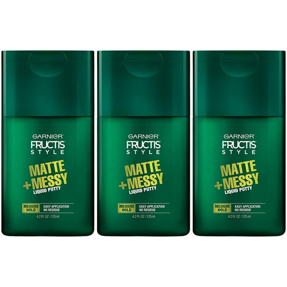Pack of (3) Garnier Fructis Style Matte And Messy Liquid Hair Putty for Men, 4.2 Ounce