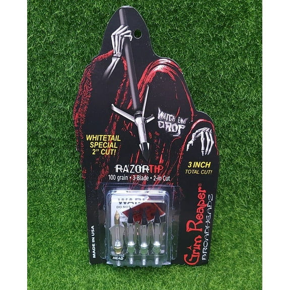 (Pack of 3) Grim Reaper Razortip Whitetail Special Broadhead 100 Grain