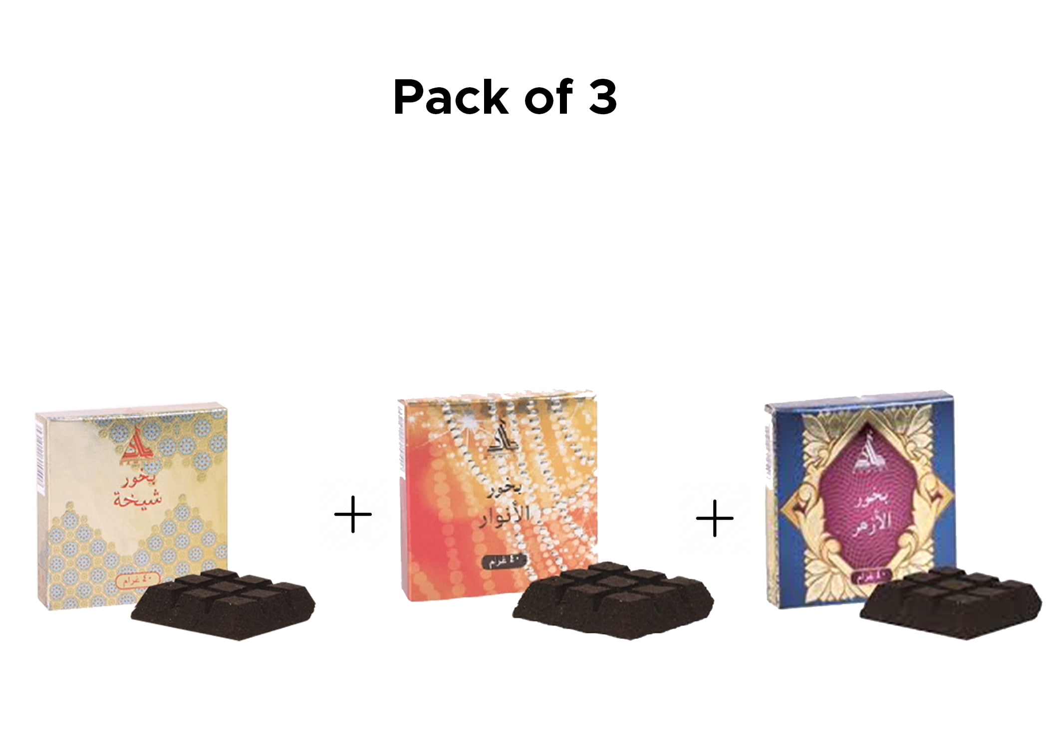 Pack of 3 HAMIDI BAKHOOR SHEIKHA, AL ANWAR and AL AZHAR 40 GM INCENSE FRAGRANCE FOR HOME