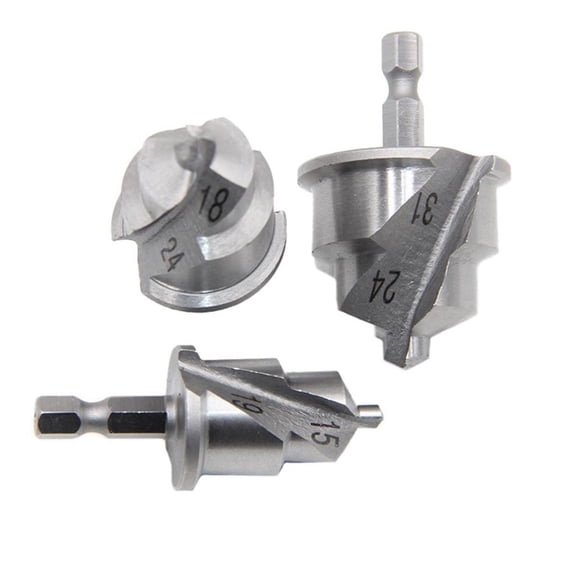 Pack of 3 Helical Drill Bits Hex Shank for Water Pipe Expansion 15~31mm Suitable Drills