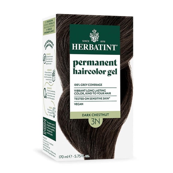 Pack of 3, Herbatint Dark Chestnut Permanent Haircolor Gel, 4.56 fl oz