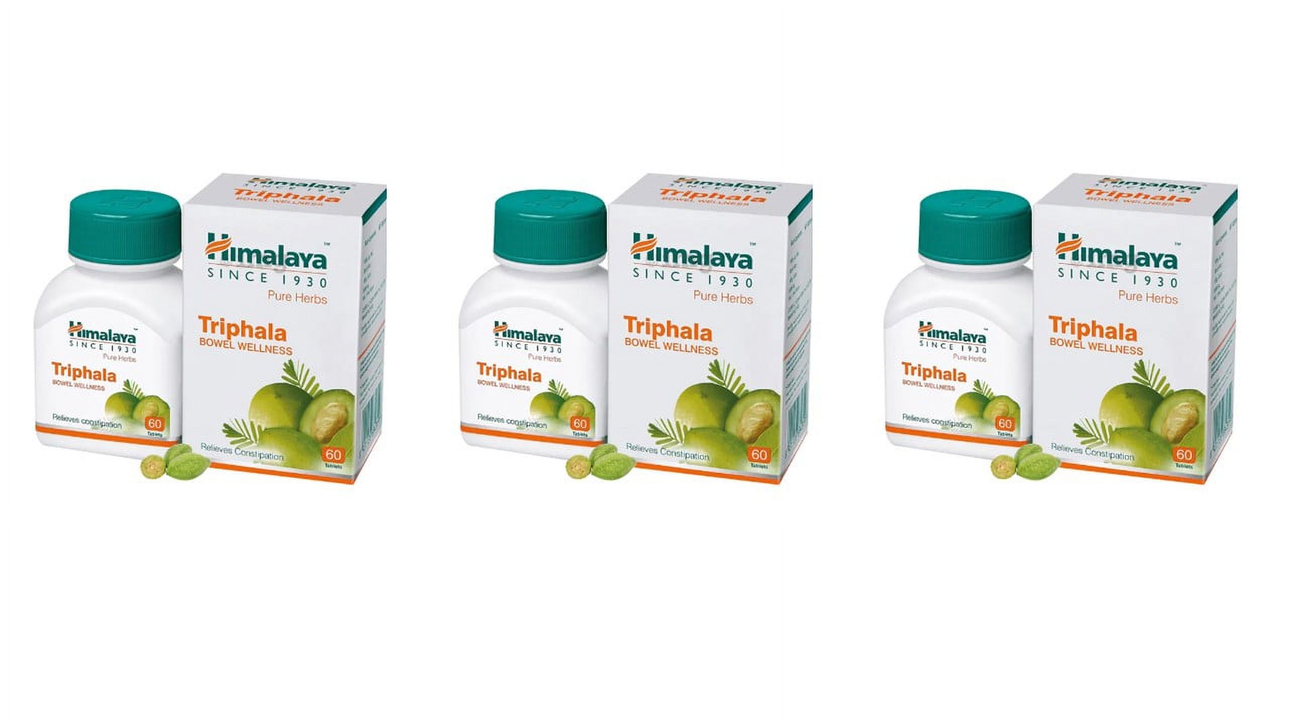 Pack of 3 Himalaya Wellness Pure Herbs Triphala Bowel Wellness Tablet Eases Constipation (Each