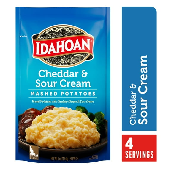 Pack of 3 Idahoan Cheddar & Sour Cream Mashed Potatoes, 4 oz (packaging may vary)