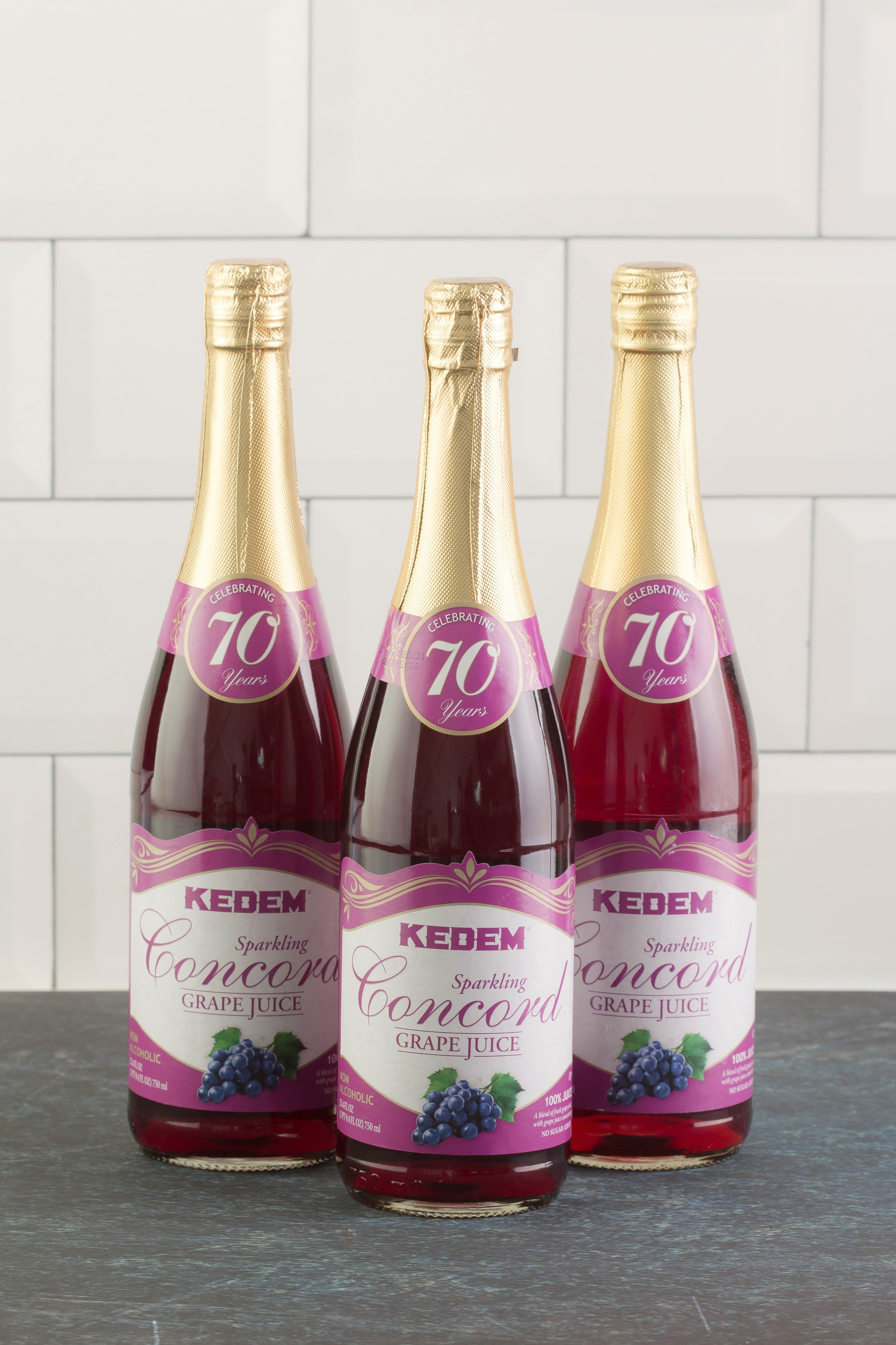 (Pack of 3) Kedem Sparkling Juice, Concord Grape, 25.4 fl oz
