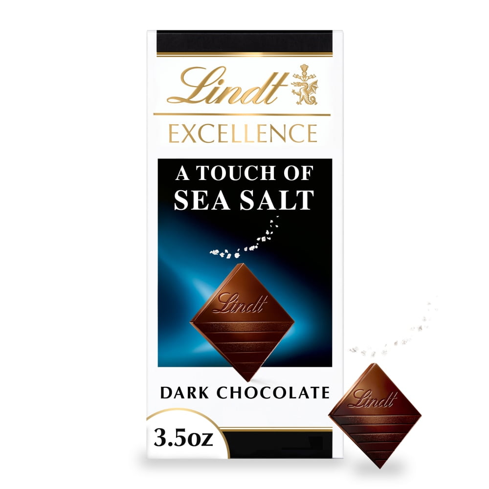 Pack of 3 Lindt EXCELLENCE Sea Salt Dark Chocolate Candy Bar, 1 bar, 3.5 oz (packaging may vary)