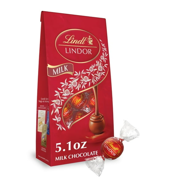 Pack of 3 Lindt LINDOR Milk Chocolate Candy Truffles Bag, 1 bag, 5.1 oz (packaging may vary)
