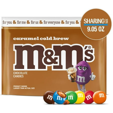 Pack of 3 M&M'S Caramel Cold Brew Milk Chocolate Candy Sharing Size Bag, 9.05 oz (packaging may vary)