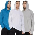 thumbnail image 1 of Pack of 3 Men's Long Sleeve Rashguard Hoodie UPF50+ Shirt Rash Guard Fishing Clothing UV Sun Protection Surfing Swimming Running, 1 of 7