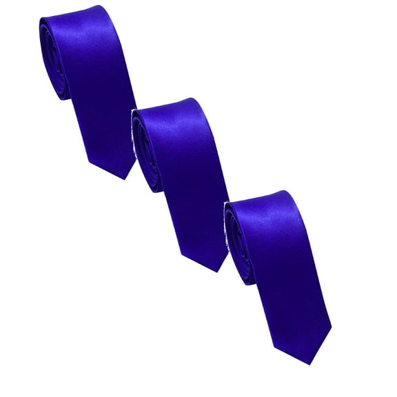 Pack of 3 Men's Ties Solid Color 1.97" Necktie Plain Business Wedding Ties For Men (Blue 3PCS M)