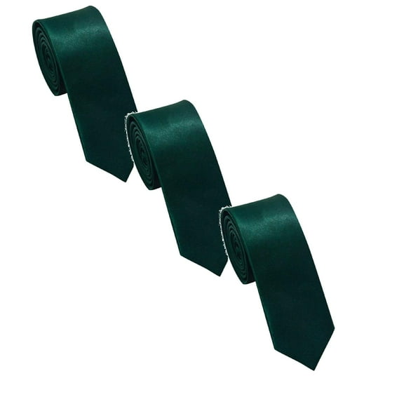 Pack of 3 Men's Ties Solid Color 1.97" Necktie Plain Business Wedding Ties For Men (Dark Green 3PCS M)