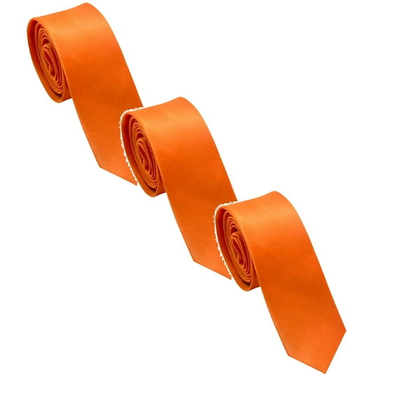 Pack of 3 Men's Ties Solid Color 1.97" Necktie Plain Business Wedding Ties For Men (Orange 3PCS M)