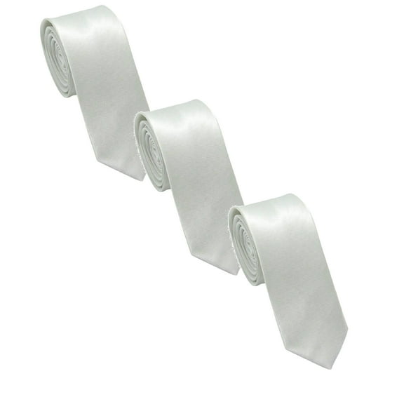 Pack of 3 Men's Ties Solid Color 1.97" Necktie Plain Business Wedding Ties For Men (White 3PCS M)
