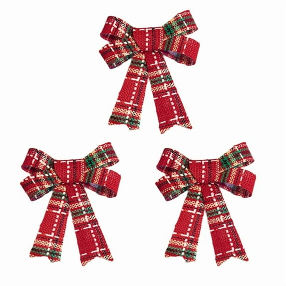 Pack of 3 Multipurpose Christmas Cabinet Bowknot Decorations Festival Home Hanging Ornament for Kitchen Living Room