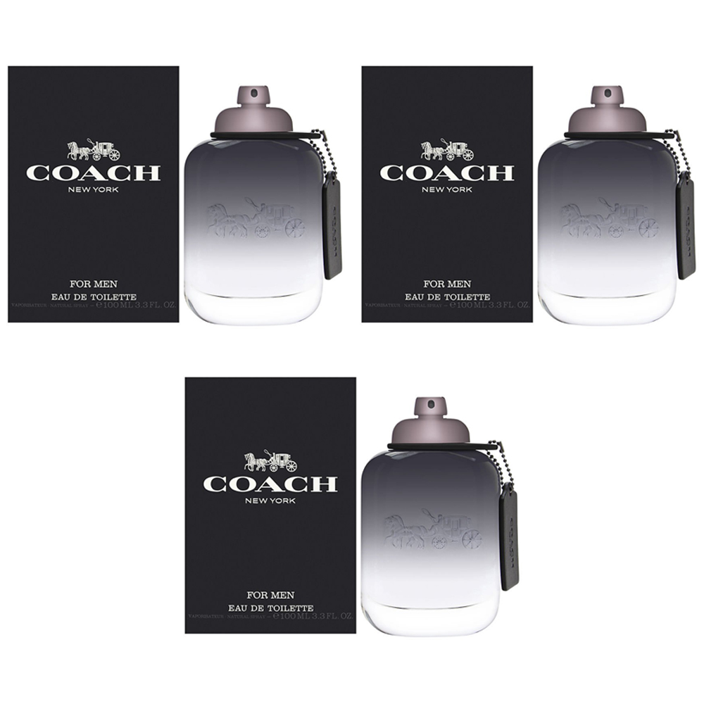 Pack of 3 New Coach For Men Eau De Toilette Spray, Cologne for Men, 3.3 ...