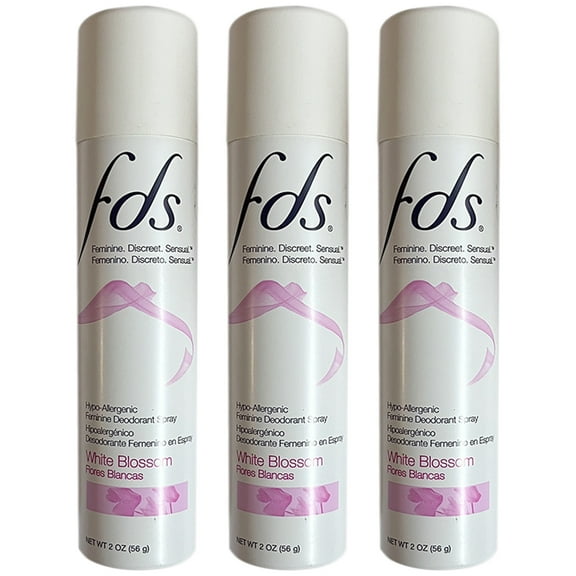 Pack of 3 New FDS Feminine Deodorant Spray, White Blossom, 2 oz