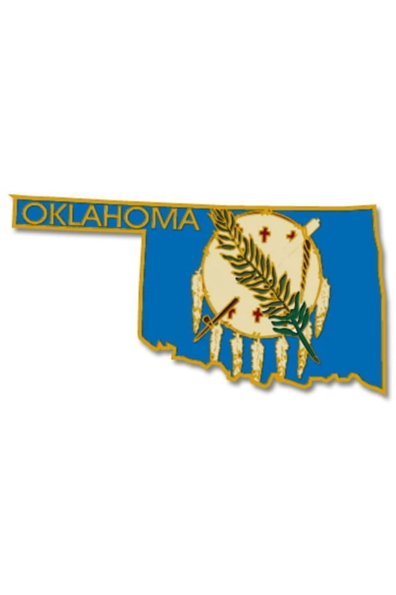 Pack of 3 Oklahoma Map Shaped Lapel Pins; Three Tie Pin Badges with military style butterfly clutch on the back