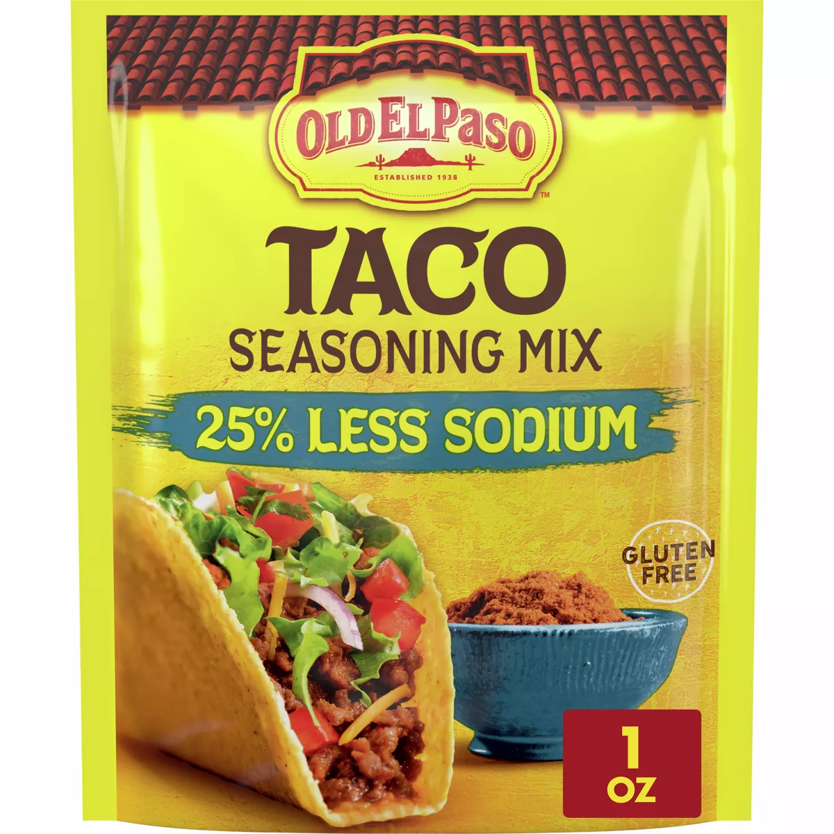 Old El Paso Taco Seasoning Mix 25 Percent Less Sodium, 1 Oz, 3 Pack