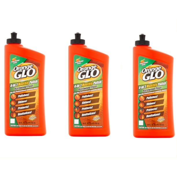 Pack of 3 Orange Glo Fresh Orange Scent 4in1 Monthly Polish Hardwood