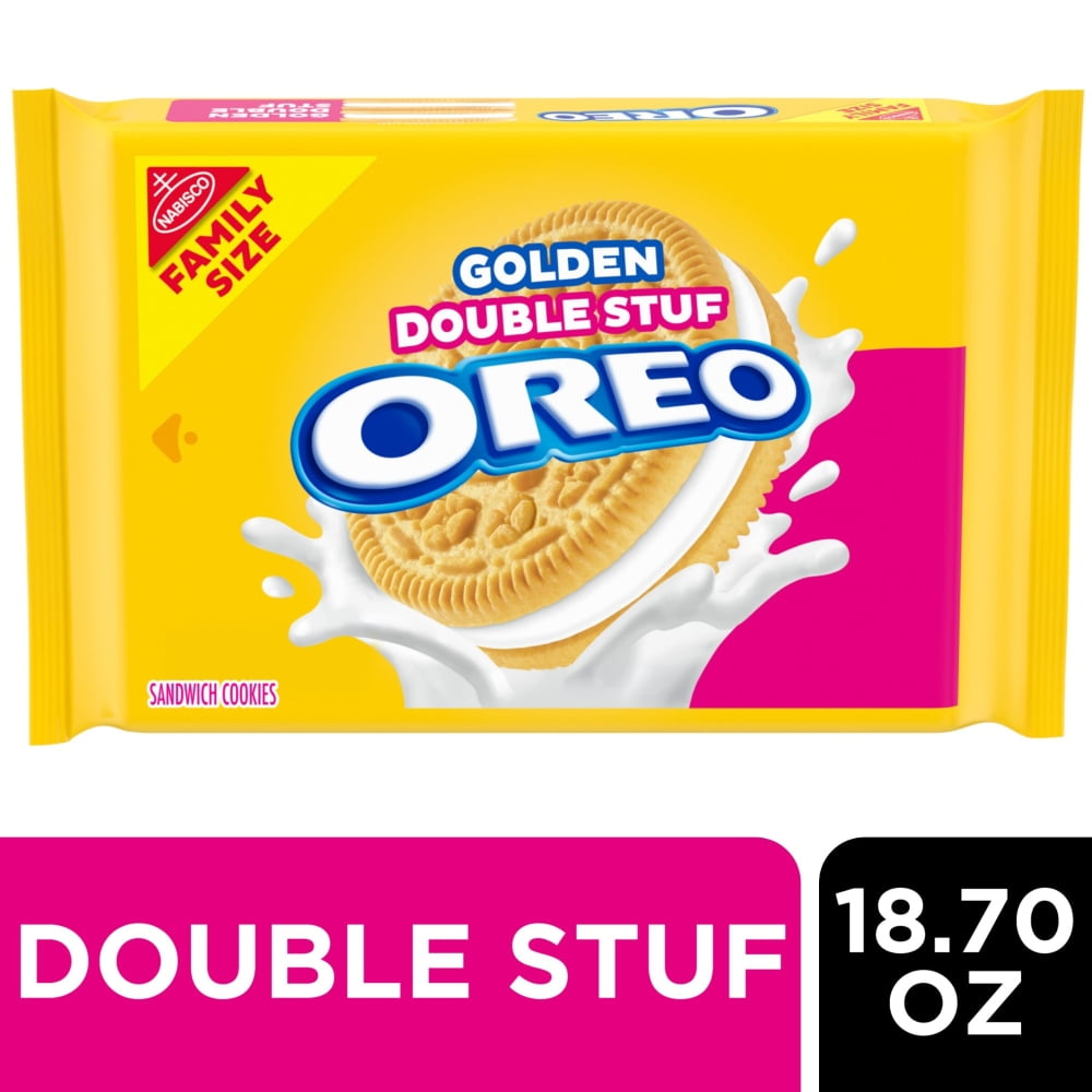 Pack of 3 Oreo Double Stuf Golden Sandwich Cookies Family Size, 18.71 oz (packaging may vary)