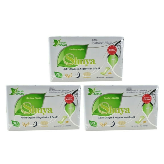 Pack of 3 Organic Cotton Natural Panty Liners Active Oxygen Anion Disposable Sanitary Pads without Wings 6 Inches Long