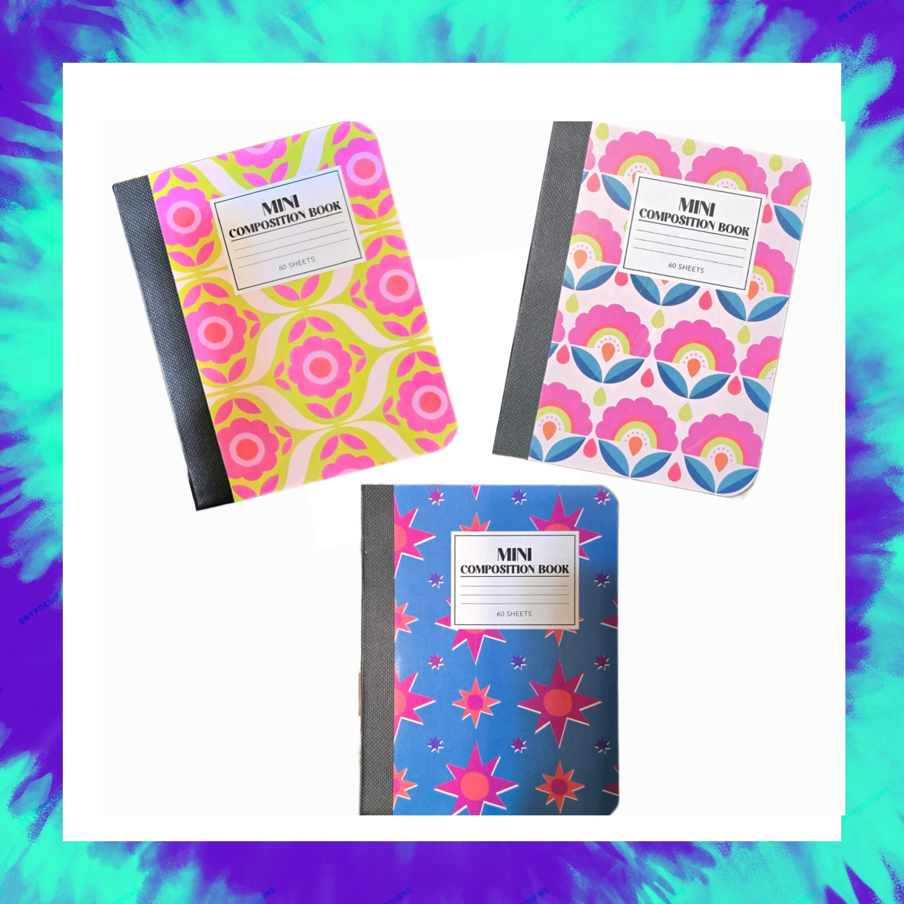 Pack of 3-Pack Mini Composition Notebooks - Assorted Designs- 60 Sheets ...