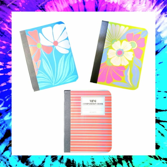 Pack of 3-Pack Mini Composition Notebooks - Assorted Designs- 60 Sheets/120 Pages 4.5" x 3.5" College Ruled