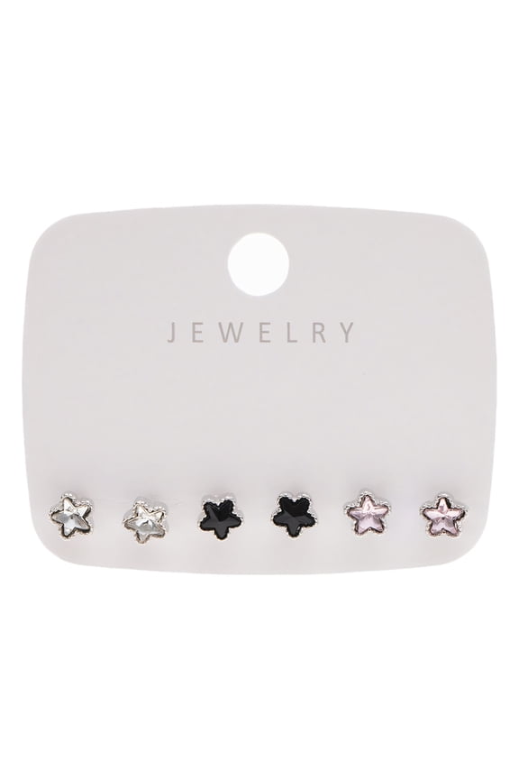 Pack of 3 Pairs Versatile Star Studs Earrings Set in Alloy for Multiple Styling Addition and Comfortable