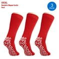 thumbnail image 1 of Pack of 3 Pairs - XXXL Non-Skid Bariatric Extra Wide Slipper Socks for People with Diabetes & Edema (Red), 1 of 6