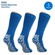 NOBLES HEALTH CARE PRODUCT SOLUTIONS Pack of 3 Pairs - XXXL Non-Skid Bariatric Extra Wide Slipper Socks for People with Diabetes & Edema (Royal Blue)