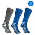 thumbnail image 1 of Pack of 3 Pairs - XXXL Non-Skid Bariatric Extra Wide Slipper Socks for People with Swollen feet Diabetes & Edema (1 Grey 2 Royal Blue), 1 of 6