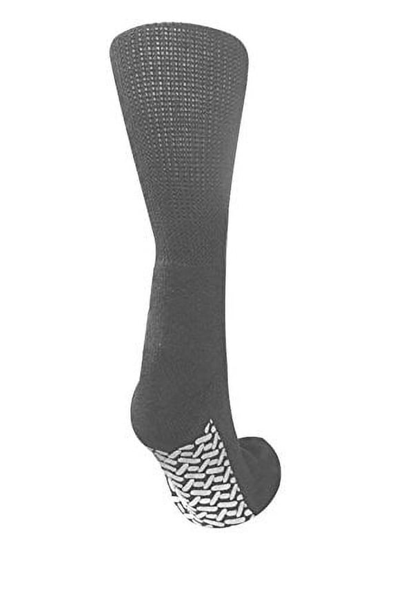 Pack of 3 Personal Touch Comfortable Diabetic Slipper Socks Crew Style (Gray, 13-15)