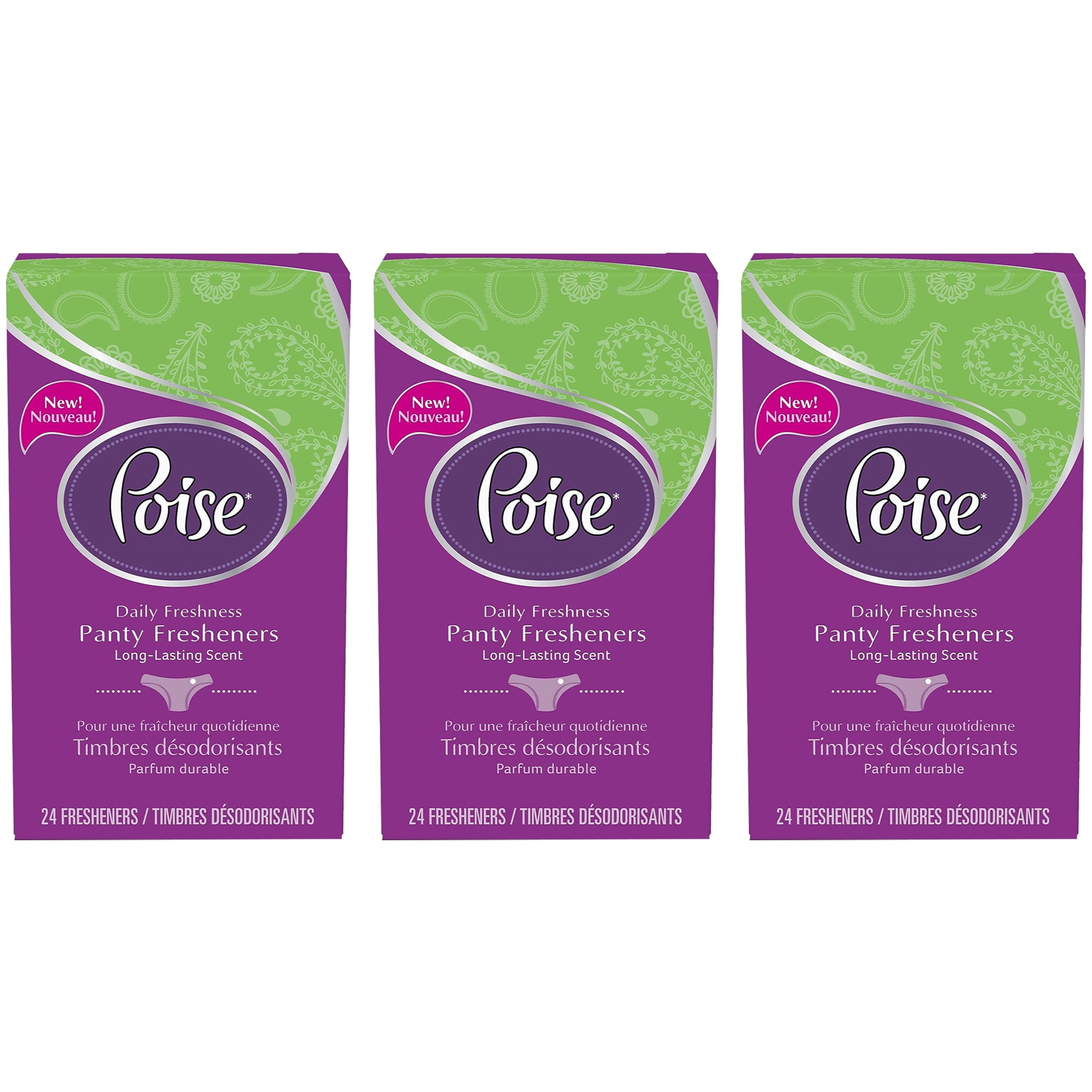 Pack of (3) Poise Panty Fresheners, 24 Count