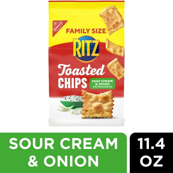 Pack of 3 RITZ Toasted Chips Sour Cream and Onion Crackers, 11.4 oz (packaging may vary)