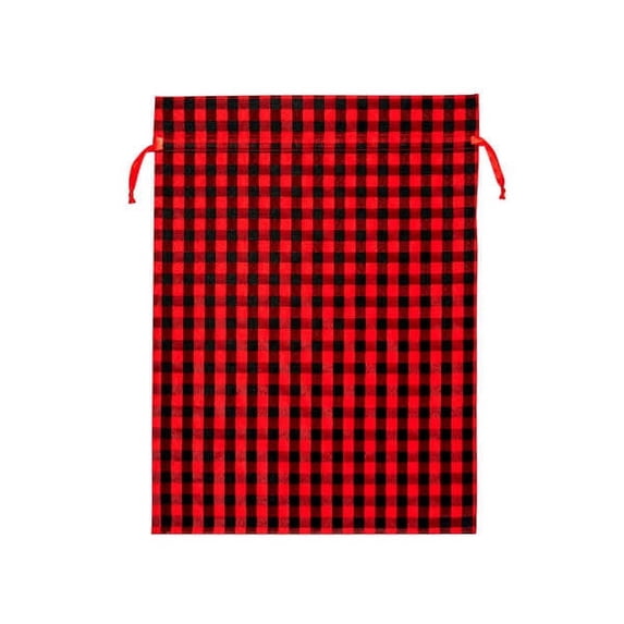 Pack of 3, Red Buffalo Plaid Fabric Gift Bag, 16-1/2 x 22" for Holiday or All-Occasion Gift Wrapping